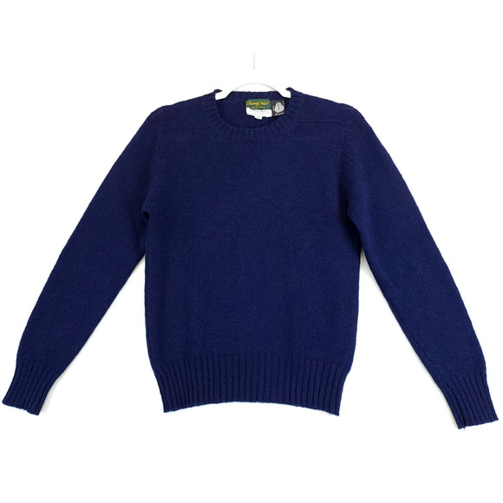 Twenty‎ West Women M Navy Blue 100% Wool Crew Neck Sweater Rib Knit Mauritius